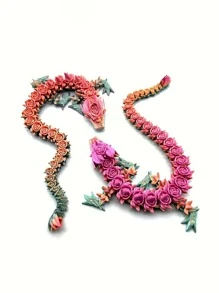 3D Printed Vivid Rose Dragon Sculpture - Flexible Joints, Multi-Colored, Suitable For Home And Office Decor, Great For Bookshelf, Living Room, Desk, Dragon Decoration