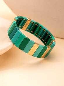 1 件时尚设计金属链彩色串珠手链，百搭女士腕饰