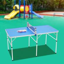 Ensemble de jeu de table de ping-pong pliable 152 x 76 x 76 (raquette incluse) - Bleu azur - Voir 2