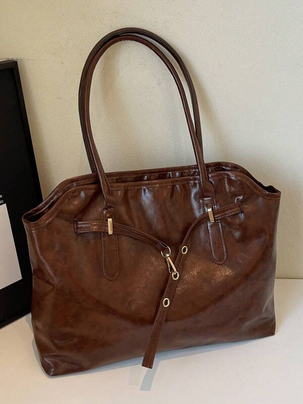 Bolsa Casual Retrô Maillard Feminina para Uso Diário com Grande Capacidade, Novo Estilo e Versátil Sacola, Sacola de Compras de Alta Qualidade, Simples Bolsa de Ombro para Compras