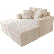 53 Inch Oversized Chaise Lounge, Upholstered Sofa Bed With Throw Pillows And Armrests, Sleeper Chair- Comfy Chair Bed For Living Room, White - 白色 - 查看 7