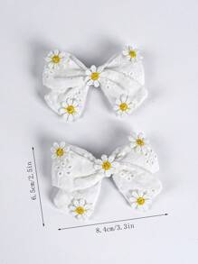 2 件装 女士网状雏菊蝴蝶结发夹 休闲日常蝴蝶结发夹 发饰 - 彩色 - 查看 4