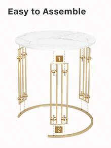 Nesting Coffee Table Set Of 2, Round Table, Morden End Side Table Night Stand For Bedroom Dining Room - Marble White - View 5
