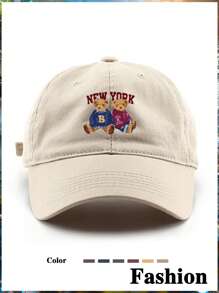 1 chiếc mũ lưỡi trai unisex in hình phong cách New York cổ điển với họa tiết động vật "Những chú gấu quay lưng vào nhau", mũ thời trang thường ngày chống nắng ngoài trời. - Xem 10