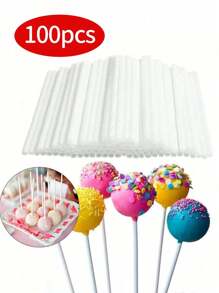 100/200pcs Plastic Lollipop Sticks, Suitable For Cake Pops, Lollipops And Chocolate, Valentine's Day - Multicolor - View 3