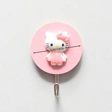 Sanrio 2pcs/Set Hello Kitty Cartoon Cute Wooden Strong Adhesive Wall Hook, Creative No-Drill Hooks For Keys, Towels, Bathroom & More Gifts Birthday Graduation
