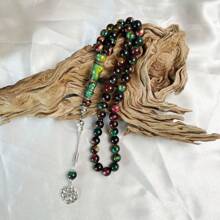 مسبحة 45 حبة جديدة مقاس 10 مم من خرز الراتنج، شكل العين النمر الحالم، بطراز عتيق