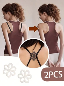 2pcs/4pcs Flower Bra Strap Clips, Invisible Non-Slip Bra Clips For Women Lingerie, Criss-Cross Strap, Transparent Buckle, Anti-Slip - Multicolor - View 8