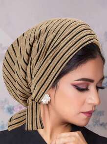 1pc Stripes Pattern Tail Tie Headband Cap, Chemo Hat For Women - A - View 16