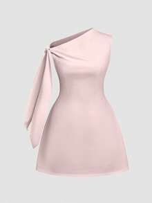 Women's Elegant Solid Color Sleeveless Tie Strap Minimalist Short Light Color Dress