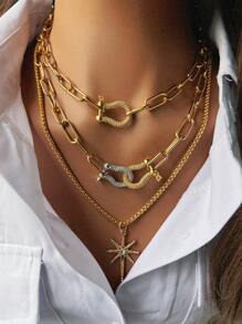 This Women's Necklace Features A Diamond-Encrusted Horseshoe Pendant, With A Unique And Exquisite Design, Making It The Best Choice For Women To Attend Various Events. - Multicolor - View 1