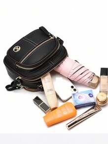 Bolsa de Ombro e Transversal de Grande Capacidade com Formato de Maçã em Couro Macio de Alta Qualidade, Bolsa de Mão de Moda Feminina