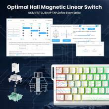 ATTACK SHARK X68 HE 60% Wired Gaming Keyboard Rapid Trigger,Actuation Point Adjustable,Magnetic Switch 8K Polling Rate,PBT Keycaps For Win,RGB Mechanical Keyboard With Coiled Cable - Trắng chuyên nghiệp - Xem 3