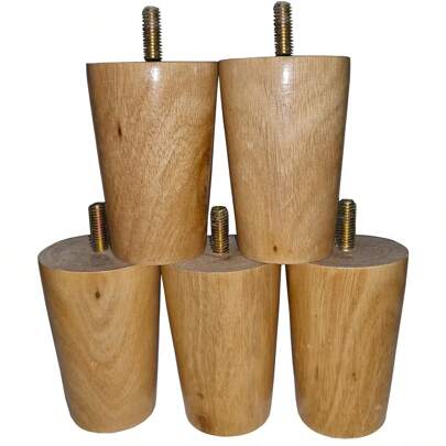 Facil Negocio Importadora Kit 5 Pés Madeira Maciça 8cm Sofá Móvel Cama Box Queen King