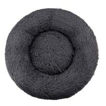 Cama redonda para perros, cama cálida de invierno para gatos, cesta de felpa para perros, cama lavable para mascotas, sofá para perros pequeños, medianos y grandes - Cuadrícula gris - Ver 10