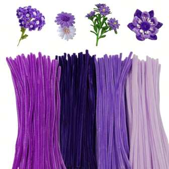 100/200/250 piezas de limpiapipas morados con 1 video paso a paso, tallos de chenilla de 11.8 pulgadas suministros a granel para manualidades, envolturas de regalos creativas, decoraciones de fiestas