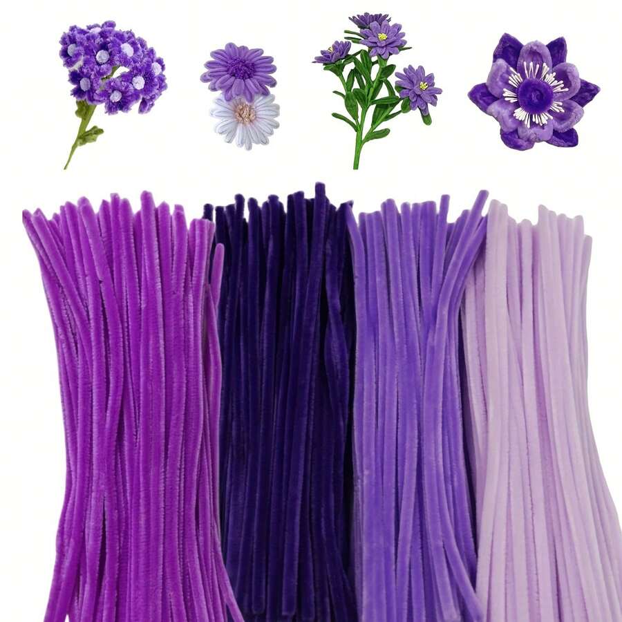 100/200/250 件紫色管道清洁器，附 1 个分步视频，雪尼尔杆 11.8 英寸工艺用品散装，适用于 DIY 艺术和工艺项目创意礼品包装派对装饰