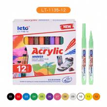 Set de 12piezas/24piezas Marcadores acrílicos de punta suave de presión, apilables, de secado rápido y opacos, adecuados para pintura en rocas, lienzos, madera, vidrio, gesso, cerámica, telas, plásticos, huevos, scrapbooking, kit de suministros de pintura artística