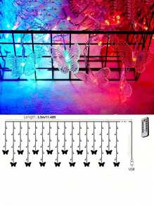 1pc Magic Butterfly LED String Lights - 96 LEDs, 8 Modes, USB, Remote Control, Copper Wire Fairy Lights For Room, Bedroom, Christmas, Wedding, Party, Dorm, Patio Decor - Multi-color light - View 12