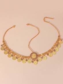 A Gold All-In-One Style Headchain, Dating Dinner Wedding And Other Important Pieces To Wear To Highlight The Elegant, The Use Of Zinc Alloy Material Inlaid With Champagne Rhinestone Water Drops Hanging Romantic Style Can Be Used As The Bride's Wedding Blessing Gift Birthday Gift