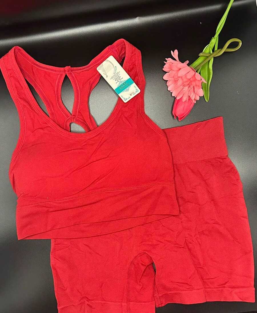 Women's Casual Set Solid Color Sleeveless Top And Shorts - Gym Set - Women's Sportswear Set