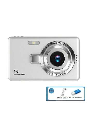 2.4英寸数码相机：5000万像素，16倍数码变焦，小巧便携，绝佳圣诞礼物