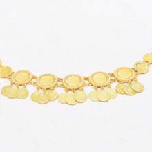 1 pièce Chaîne de taille longue en métal avec pendentif de pièce de style bohémien, accessoire de perle de fantaisie vintage pour femmes, ceinture de taille rétro