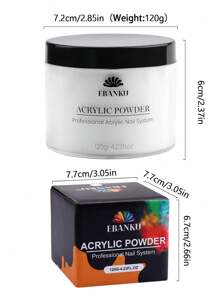 120g/4.23oz Polvo acrílico desnudo de gran capacidad, polvo acrílico profesional para extensión y tallado de uñas, de larga duración, sin necesidad de lámpara para uñas acrílicas de aplicación rápida