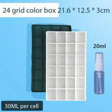 1pc 24/36/48 Compartment Soft Cover Paint Palette Box With Spray Bottle, Portable Watercolor/Gouache Palette With Moisturizing Sealed Lid