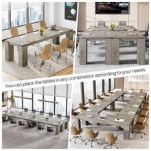 Tribesigns 7 Ft Extra Long Conference Table, 86-Inch Office Meeting Room Table, Modern Industrial Rectangle Gray Seminar Desk For 8 - 灰色 - 查看 9