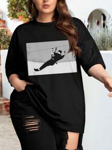 I Survived! Zipline Adventure Oversize Women T-Shirt (Women's Large) - Aerial Ropeslide Flying Fox Foefie Slide