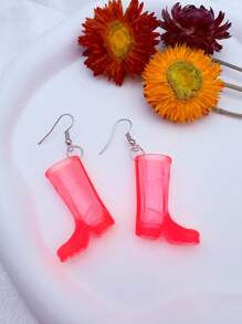 2pcs Mini Pink Rain Boot Replica Earrings - Pink - View 1