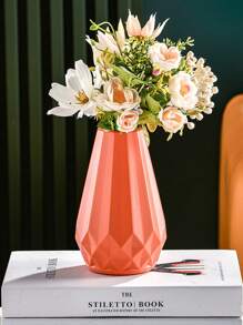 1pc Plastic Vase Scandinavian Color Vase Wet And Dry Flower Arrangement Container Decorative Planter Crafts Imitation Glaze Drop Resistant Living Room Drop-Proof Vase Decorative, Creative Minimalist Fresh And Simple Floral Vase , Home Decoration Ornaments Gifts Birthday Graduation