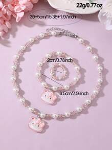 Sanrio 3 pièces/Set Collier, Bracelet & Bague Parés de Perles avec Personnages SanRio