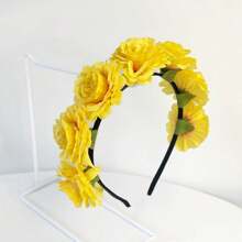 1 Peça Faixa de Cabeça Universal de Fibra de Poliéster (Poliéster) Boêmia com Estampa de Flor para Todas as Estações, Tiara Simulada de Flor, para Férias na Praia e Fotografias, Faixa de Cabelo, Aros de Cabelo