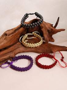 1 件精致时尚双层手链可调节治疗手链保护平衡冥想手链缓解焦虑压力手链男女通用带来好运繁荣、日常佩戴和父亲节/母亲节礼物生日礼物 - 彩色 - 查看 7