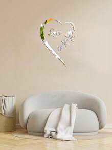 1 Peça Adesivo de parede decorativo de espelho de coração romântico, adesivo de espelho acrílico de coração romântico removível autoadesivo, adesivos decorativos de sala de estar e quarto, espessura de 1 Peça mm