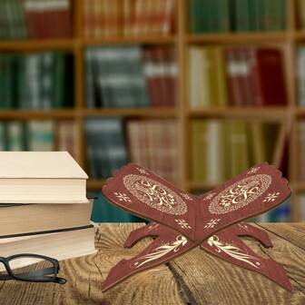 2 件/套木制书架，书籍杂志食谱展示架，开斋节图案，宗教礼物