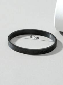 1 件简约不锈钢罗马数字手镯（可打开） - 黑色 - 查看 4