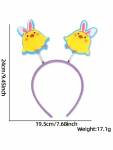 1 件复活节小鸡兔耳朵头带，复活节兔子装饰发带成人，节日服装配饰生日