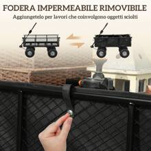 Outsunny 114L 花園推車，帶 4 個大輪子，容量 200 公斤，鋼製沙灘推車，帶儲物袋，可拆卸側壁和旋轉手柄，105x51x54 厘米，黑色 - 黑色 - 查看 4