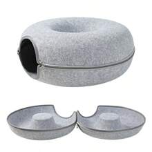 Donut Cat Bed For 2 Cats Pet Cat Tunnel Toys Kitten House Basket Interactive Play Toys For CatsFelt Rabbit Cave Nest