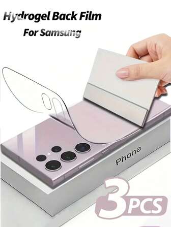 3 片水凝胶背屏保护膜适用于三星 Galaxy 生日、家人、朋友礼物手机屏幕保护膜、手机配件防水防震防摔防刮防指纹全覆盖