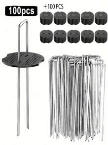 U-Shaped Garden Stakes For Fixing Lawn Turf, Landscape Fabric, Ground Fabric, Garden Net, Galvanized Steel Garden Spikes, Landscape Cover Spikes With Ground Spikes And Washers, Galvanized Control Fabric, Lawn Spikes, Agricultural Film Cover, Dust Control Net, Soil Fence - Multicolor - View 14