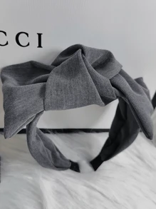 1 Peça Faixa de Cabeça Cinza Extra Grande Elegante e Retrô Laço Francês, Acessório de Cabelo, Presilha de Cabelo Trançada na Moda, Arco Versátil para Uso Diário, Maquiagem, Penteados, Festivais, Dia dos Namorados, Presente, Faixa de Cabelo, Arco de Cabelo