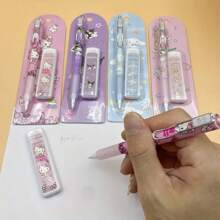 1 pieza Lápiz mecánico de Hello Kitty de Sanrio - Mina HB de 0.5 mm, agarre ergonómico, diseño de dibujos animados colorido, perfecto para uso en la oficina y la escuela