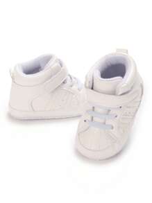 新生婴儿男孩/女孩高帮休闲白色绅士派对鞋，婴幼儿运动鞋