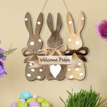 Osterdekoration Türhängeschild Kranz Willkommen Frohe Ostern Holz Türschild Willkommen Osterhase Kranz Schild für Osternbaum, Tür, Wand, Partyartikel