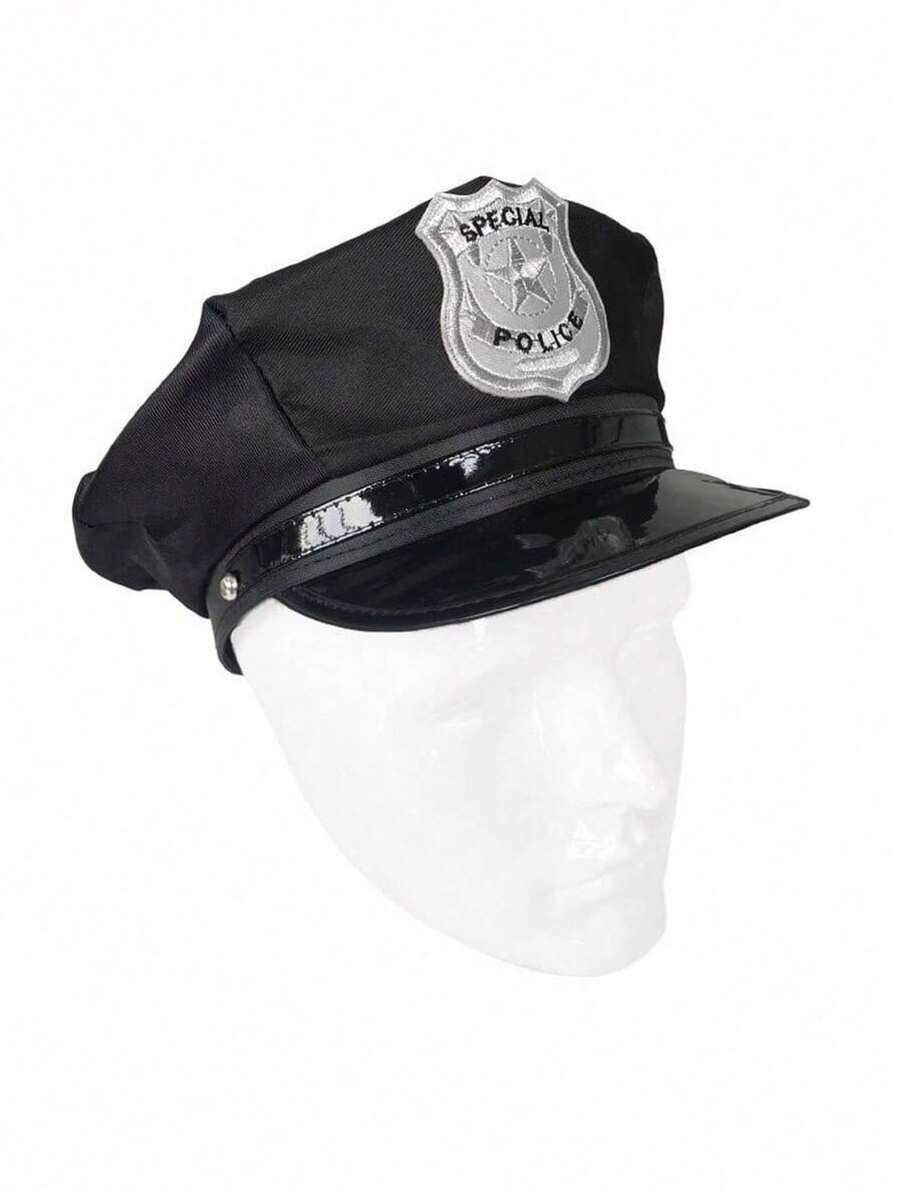 1 pieza Gorra de policía para niños, gorro plano para niños, gorra de uniforme de disfraz de juguete - Azul Marino - Ver 1
