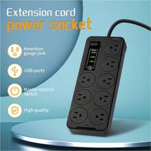 Regleta Cargador Multicontactos Premium Con 8 Salidas 3 Puertos Usb 1 Tipo C Extensiones Negro 12 Tomas 2m American Standard - Tipo de Enchufe B USA (110-127V) - Ver 9